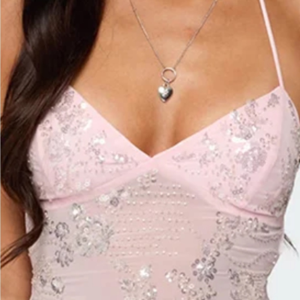 Edikted Pink Sequin Crop Top